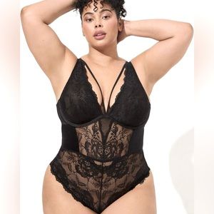 Torrid Satin And Lace Retro Plunge Bodysuit